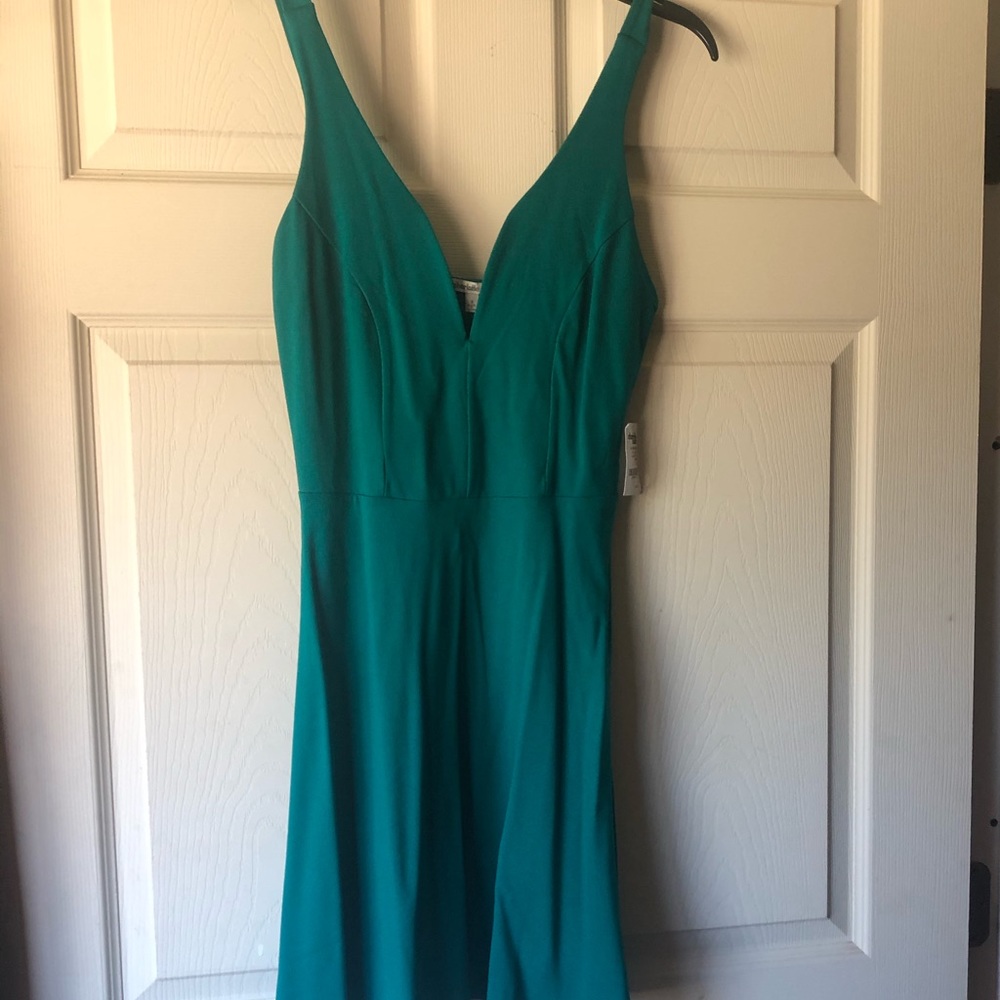 Charlotte Russe Teal V-Neck Skater Dress